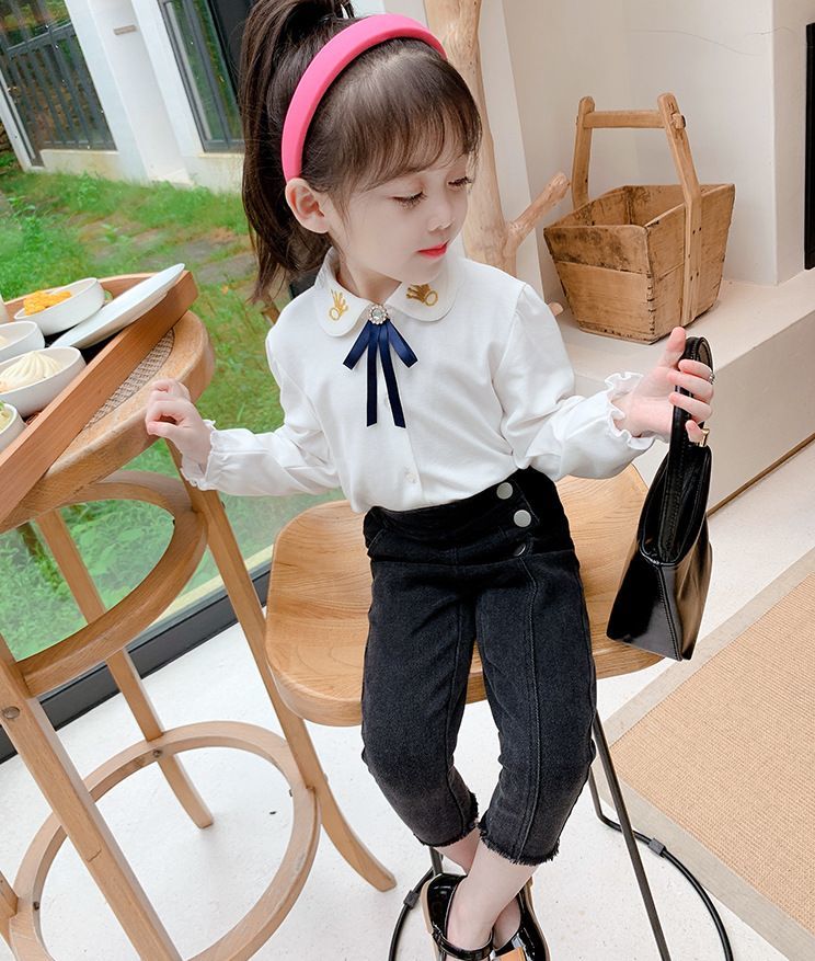 送料無料 ロングパンツ キッズ 子ども服 女の子 男の子 ボトムス スリム 9分丈 デニム ジーパン ジーンズ カットオフ アシンメトリー フレイドヘム 切りっぱなし ダメージ加工 長ズボン ハイウエスト 着回し ブルー 青 カジュアル おしゃれ ポケッ