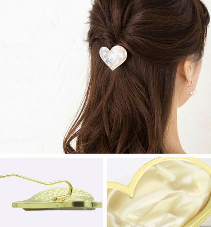 送料無料 ポニーフック レディース ヘアアクセサリー べっ甲風 マーブル ハート型 ...