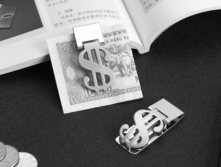 Plus Naoの送料無料 マネークリップ ドルデザイン 財布 ウォレット ＄ シルバーカラー お札クリップ シンプル おしゃれ クール メンズ レディース 男性 女性 シルバーカラー 父の日 誕生日 プレゼント 贈り物｜アングル2