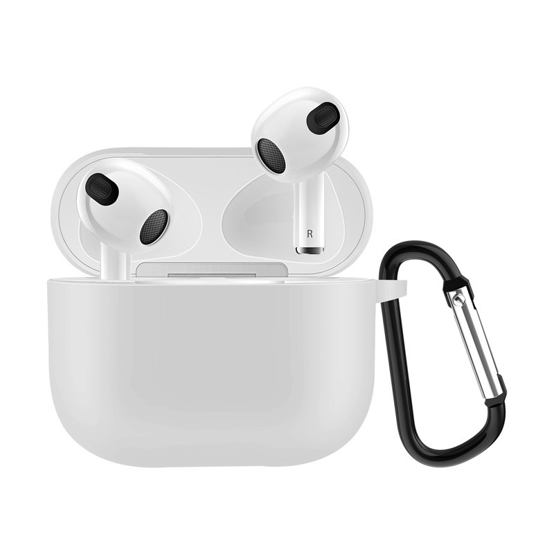 送料無料 イヤホンケースカバー AirPods3 第三世代 保護ケース シリコン カラビナ付き イヤフォン 吊り下げ エアーポッズ用 カラバリ豊富 単色 無地 おしゃれ かわいい イヤホン用アクセサリー ワイヤレスイヤホンケース