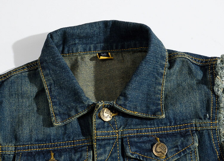 送料無料 デニムジャケット ノースリーブ デニムベスト メンズ 男性 アウター 大きいサイズあり 袖なし 前ボタン 前開き 胸ポケット ダメージ 切りっぱなし カットオフ 襟付き カジュアル シンプル お洒落 かっこいい お出かけ 普段使い 紳士服