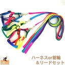 送料無料 リード&ハーネス リード&首輪 2点セット グラデーションカラー 犬のリード 胴輪 カラー ...
