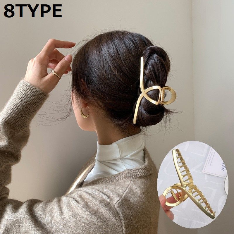 送料無料 バンスクリップ ヘアクリップ レディース 大人 ヘアアクセサリー 髪留め シンプル 大きめ しっかり クロス ツイスト ゴールドカラー 髪飾り まとめ...