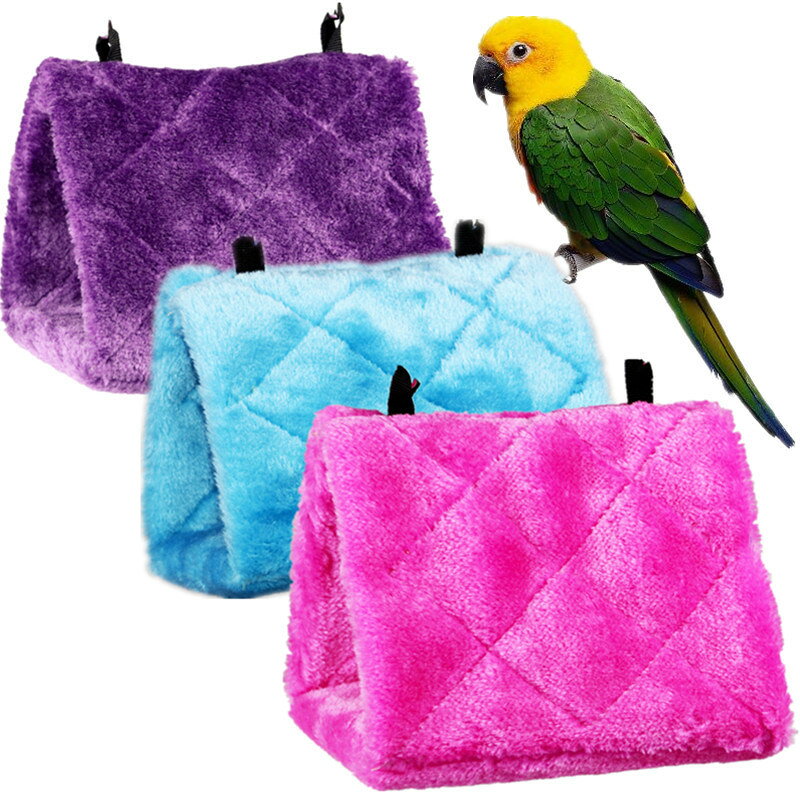 Plus Naoの送料無料 ハンモック ペットハウス 鳥 小動物 寝床 吊り下げ式 ベッド 柔らか 温か 防寒 ソフト 三角 テント オウム インコ ハムスター モモンガ｜アングル2