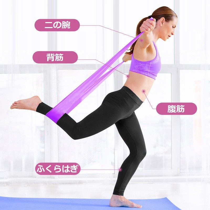 送料無料 トレーニングチューブ エクササイズバンド ゴムバンド ゴムチューブ ゴムバンド フィットネスバンド テンションバンド ヨガベルト ストレッチ 筋トレ 筋力アップ フィットネス 美尻 ダイエット 体幹 太もも 初心者 全身トレーニング plusnao-10317850 Plus Nao サンプル画像3