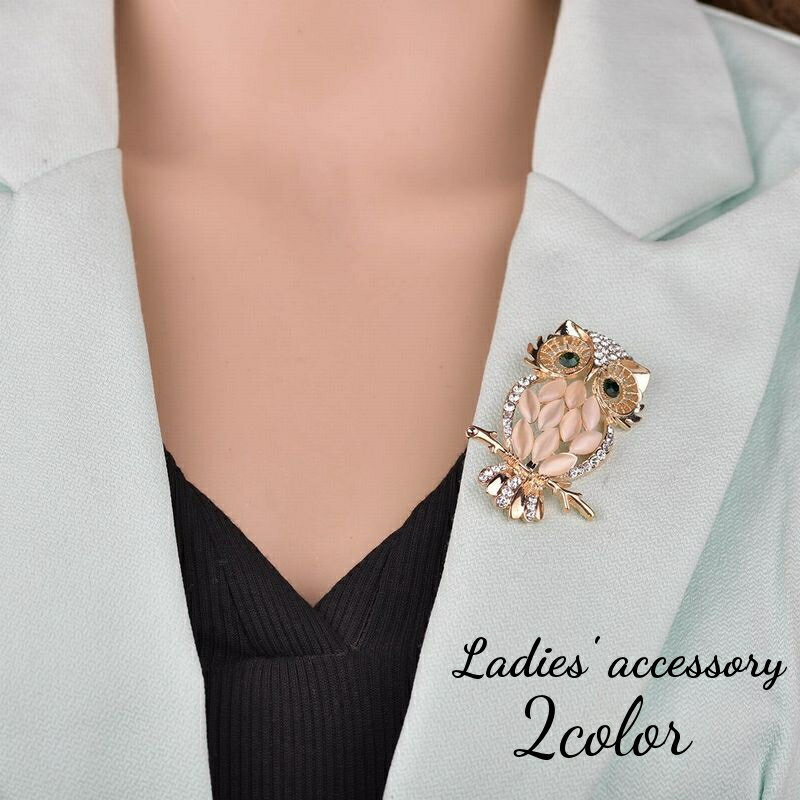 送料無料 ブローチ アクセサリー ファッション小物 レディース 女性 フクロウ 鳥 ラインストーン 上品 おしゃれ プレゼント ギフト