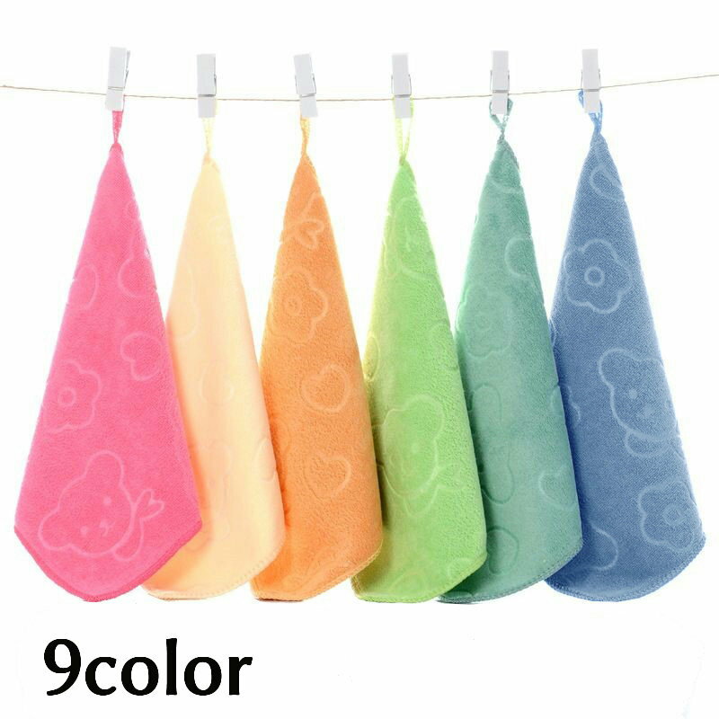 送料無料 ハンドタオル ループ付きタオル ひも付き マイクロファイバー 急速速乾 クマ シンプル 可愛い 子供 キッズ 幼稚園 保育園 お手拭き 子ども 幼児 入園 こども タオル 男女兼用