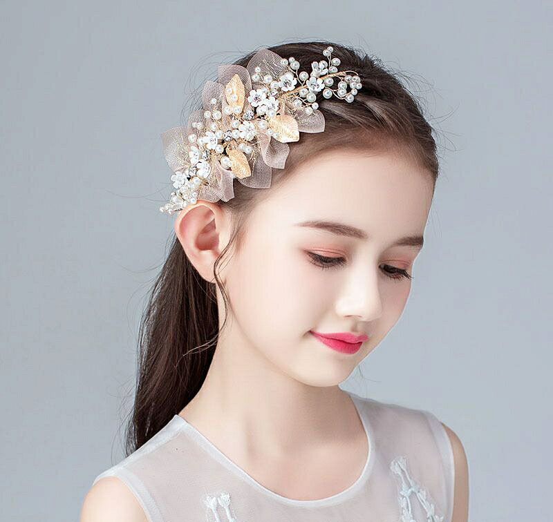 送料無料 ヘッドドレス 髪飾り 花冠 キッズ ジュニア 女の子 ガールズ ヘアアクセ...