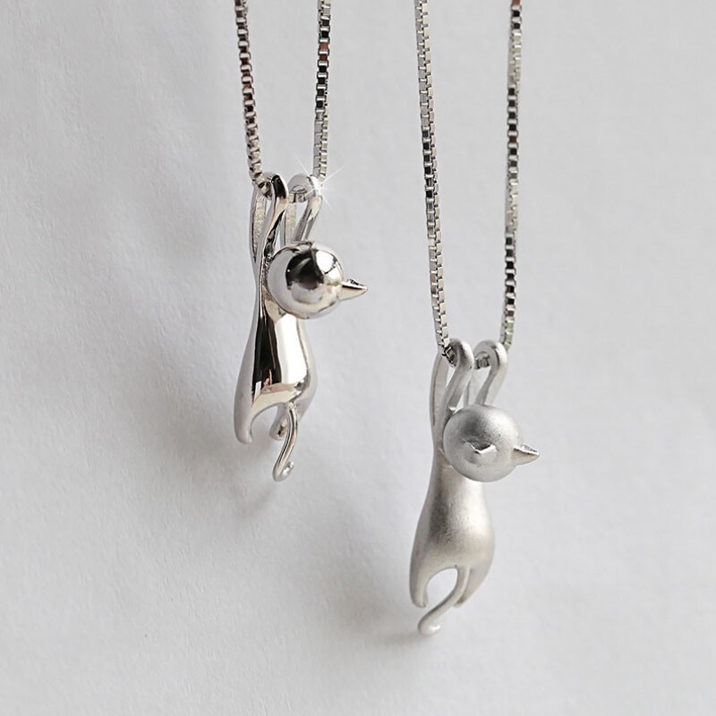 送料無料 ネックレス ペンダント レディース アクセサリー ベネチアンチェーン ボックスチェーン ネコ 猫 キャット かわいい シルバーカラーの商品画像 2