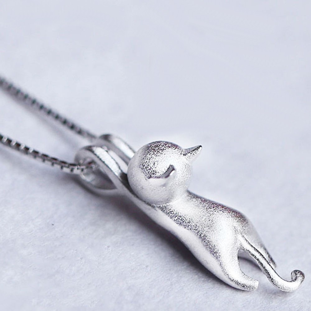 送料無料 ネックレス ペンダント レディース アクセサリー ベネチアンチェーン ボックスチェーン ネコ 猫 キャット かわいい シルバーカラーの商品画像 3
