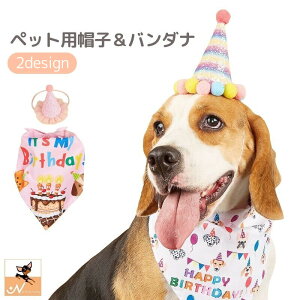 送料無料 ペット用帽子 ペット用スカーフ 2点セット 犬用 猫用 お誕生日 バースデー Birthday ハット スタイ 写真撮影 お祝い コスプレ かわいい
