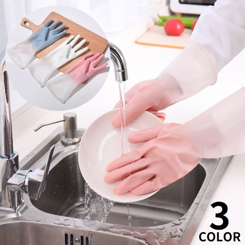 送料無料 キッチングローブ 塩ビ手袋 ロング丈 滑り止め 防水 防油 薄手 多機能 食器洗い 野菜果物洗い..