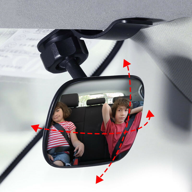 Plus Naoの送料無料 ベビーミラー 車用 赤ちゃん用品 車載 ルームミラー インサイトミラー 曲面鏡 クリップオンミラー サンバイザー取り付け 取り付け簡単 工具不要 アクリル鏡面 カーアクセサリー カー用品 赤ちゃんミラー 便利 方向調節可能｜アングル3