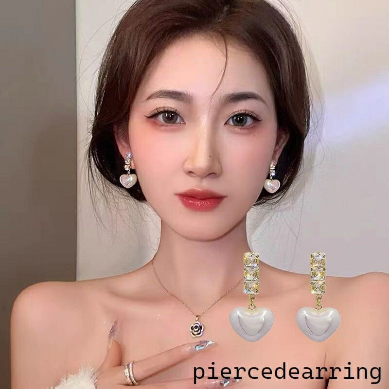 送料無料 ピアス スタッドピアス レディース 女性用 婦人用 アクセサリー ハート ラインストーン フェイクパール パール調 揺れる ホワイト かわいい おしゃ...