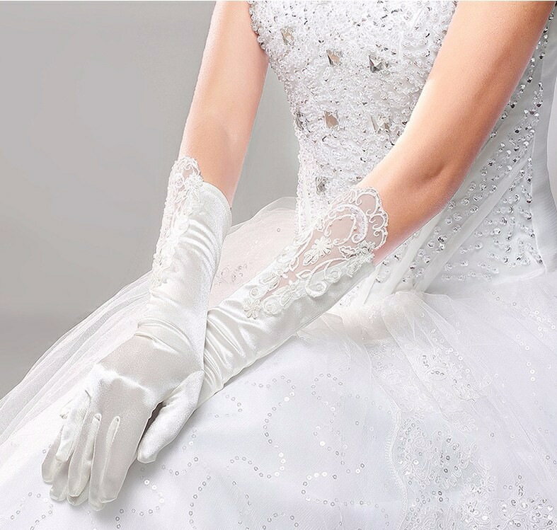 送料無料 ウェディンググローブ 手袋 レースグローブ ブライダルグローブ 長手袋 結婚式 服飾小物 新婦 花嫁 サテン調 シースルー シアー 透け感 上品 きれいめ 定番 ベーシック おしゃれ 光沢感 清楚 挙式 披露宴 二次会 無地 単色 白