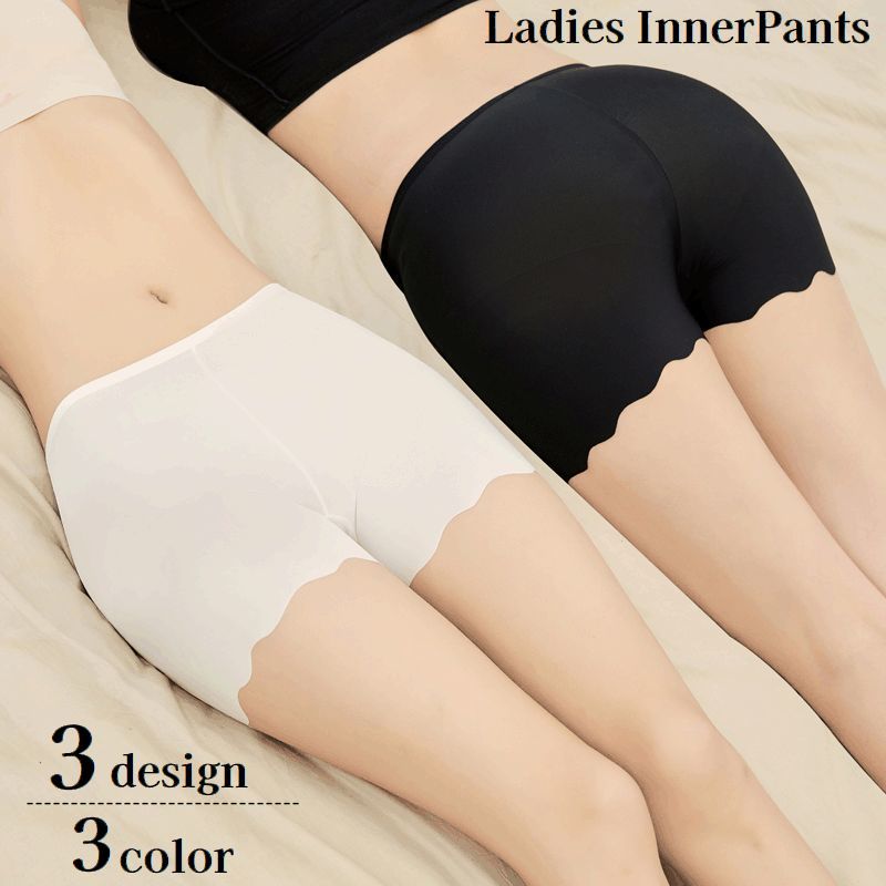 送料無料 タップパンツ ペチパンツ レディース インナーパンツ 3分丈 透け防止 肌着 女性用 婦人用 無地 ソリッドカラー 裾レース 見せパン チラ見え対策 ...
