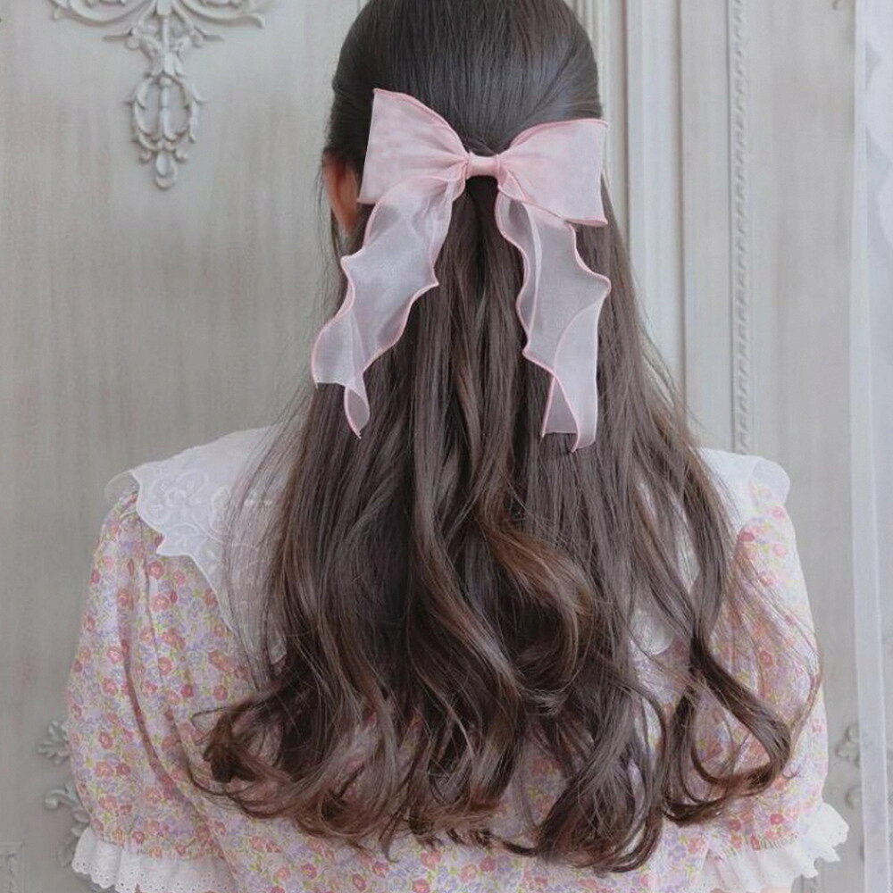 送料無料 ヘアゴム レディース ヘアアクセサリー リボン シアー 大きめ 大ぶり シ...
