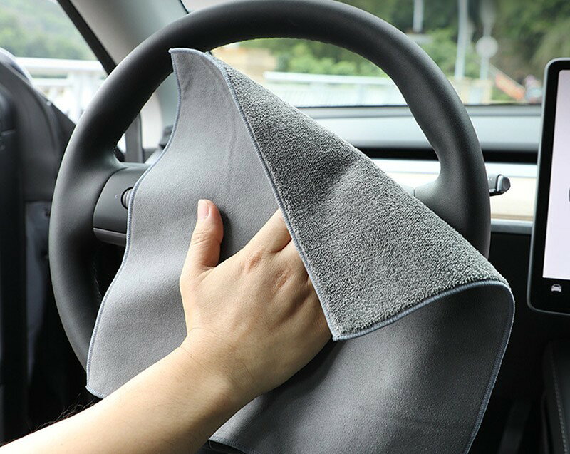 送料無料 洗車用タオル 3枚セット カー用品 掃除用具 四角形 グレー 吸水性 拭きあ...