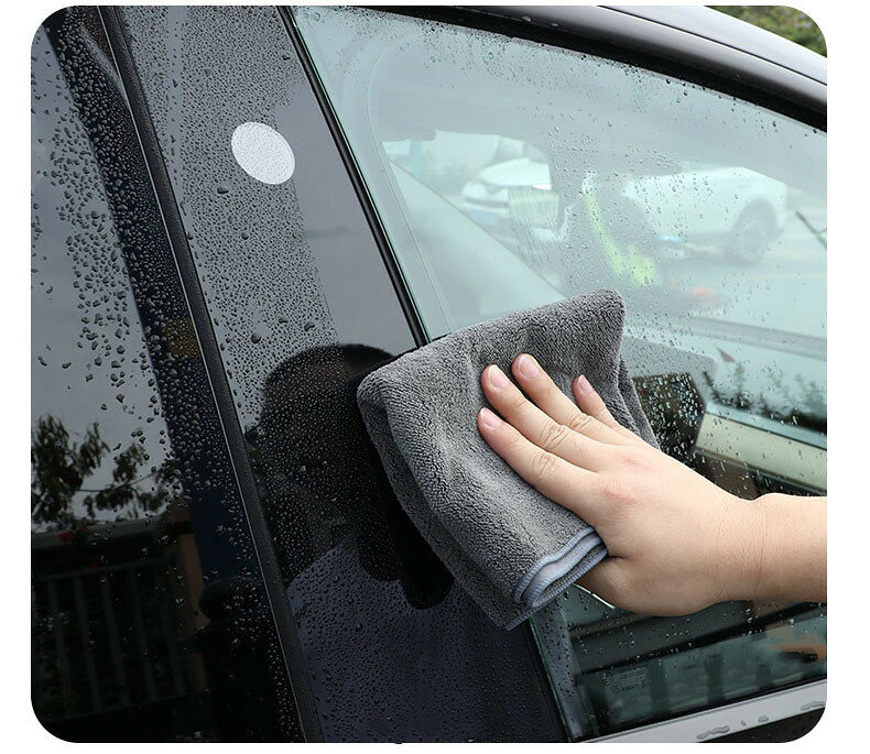 送料無料 洗車用タオル 3枚セット カー用品 掃除用具 四角形 グレー 吸水性 拭きあ...