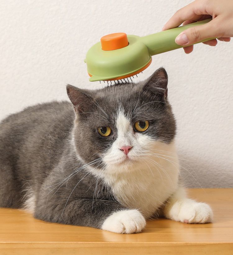 Plus Naoの送料無料 スリッカーブラシ グルーミング お手入れ トリミング 犬 いぬ 猫 ネコ ドッグ キャット 抜け毛 ムダ毛 毛玉取り ワンプッシュ ワンタッチ ブラッシング ペット用品 ケアグッズ ねこちゃん わんちゃん｜アングル2