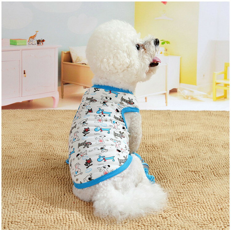 Plus Naoの送料無料 ドッグウェア タンクトップ 犬服 猫服 3枚セット ペット用品 小型犬 袖なし ノースリーブ プルオーバー 総柄 カットソー おしゃれ かわいい 薄手 定番 イチゴ ハート アニマル 迷彩 カジュアル デイリー お散歩 お出かけ パジャマ イヌ いぬ ネコ ねこ キャットウェ｜アングル3