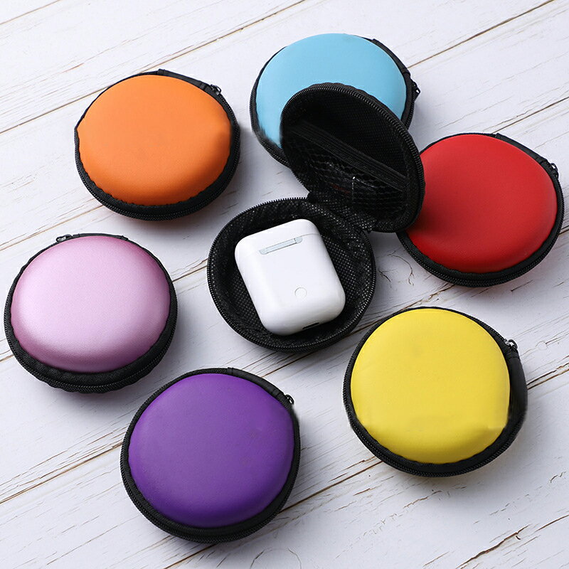 送料無料 イヤホンケース ケースカバー ミニポーチ 小物入れ ガジェットポーチ マルチケース 収納ケース 男女兼用 メンズ レディース ユニセックス 傷防止 汚れ防止 モバイル収納 丸 円形 ファスナー 内ポケット付き ケーブル収納 単色 無地 シンプル カジュアル おしゃれ か
