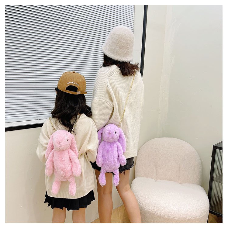 送料無料 うさぎのぬいぐるみショルダーバッグ ぬいぐるみバッグ レディース キッズ 鞄 チェーン かわいい 可愛い 面白い ふわふわ カラバリ豊富 白 黒 ピンクの商品画像 3