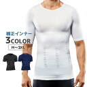 送料無料 補正下着 引き締めインナー 半袖 クルーネック メンズ 男性 インナー ウエスト お腹まわり ぽっこりお腹 大きいサイズ 無地 上半身 トレーニング ...