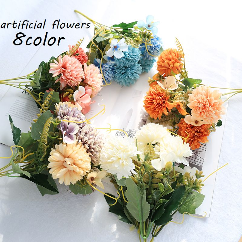 送料無料 造花 フェイクフラワー インテリア雑貨 菊 フラワーアレジメント 花束 枯れない 花飾り 装飾 DIY かわいい おしゃれ 綺麗 リビング 玄関 寝室