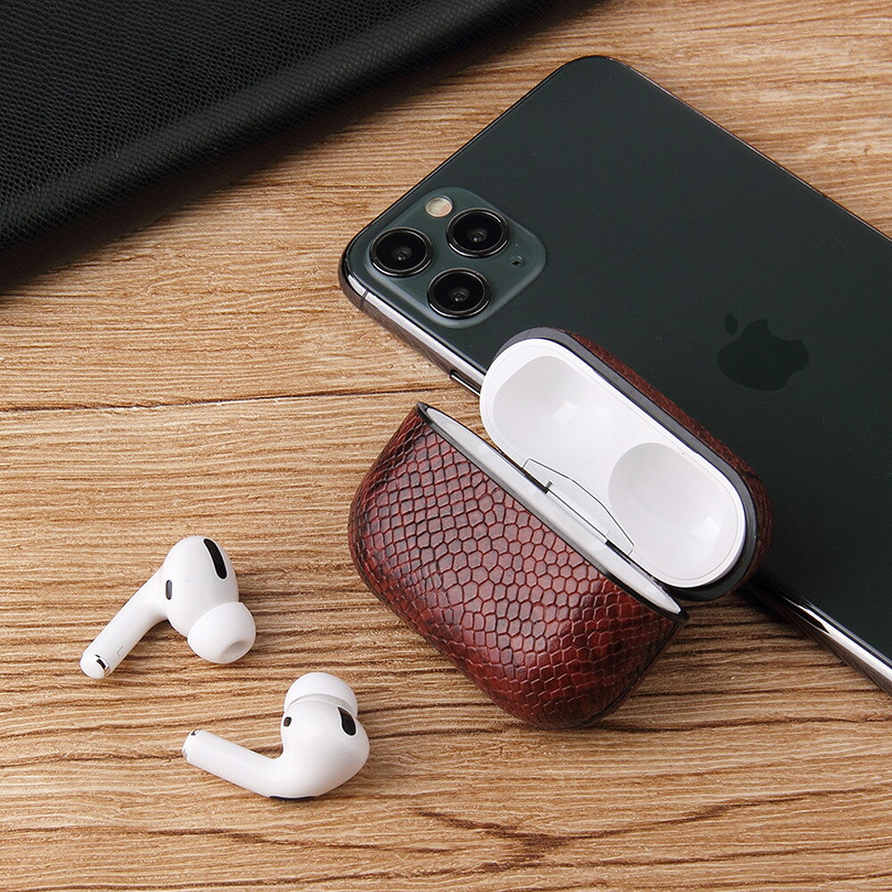 送料無料 AirPods エアーポッズ ケース カバー 第3世代 Pro2 レザー調 ヘビ柄 カラ...