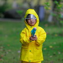 送料無料 レインコート 子供用 キッズ ベビー 男の子 女の子 雨具 カッパ 合羽 フード付き 防水 無地 ポケット付き レインウェア シンプル イエロー 黄色(4)