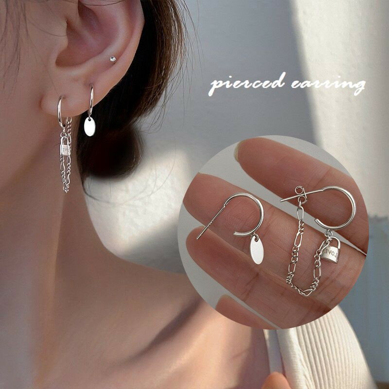 送料無料 フープピアス ハーフフープ バックキャッチ レディース 女性用 アクセサリー アシンメトリー ..