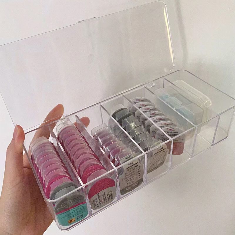 送料無料 コンタクト収納ケース 蓋付き カラーコンタクト 収納 保管 透明 アクセサリー 小物 透明 クリア インテリア 韓国風雑貨 フタ付き ふた付き アクリル カラコン