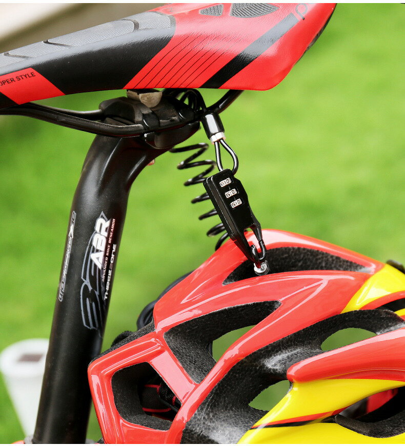 自転車ロック ワイヤーロック ダイヤルロック 鍵 カギ チェーンロック ナンバー式 暗証番号 3桁 自由設定 盗難防止 施錠 防 plusnao-10341893 Plus Nao サンプル画像3