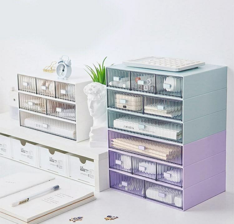 送料無料 収納ボックス 引き出し 単品 卓上収納 小物入れ スタッキング 積み重ね可能 収納ケース 机上 デスク収納 整理整頓 文房具入れ 筆記用具入れ メイク道具入れ オフィス 3