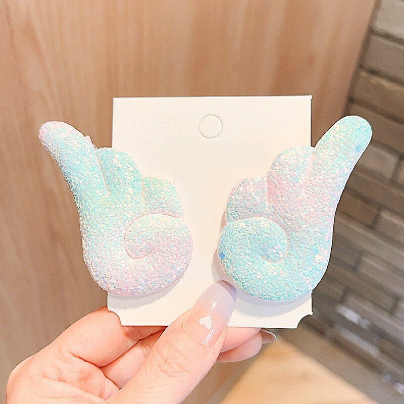 送料無料 ヘアクリップ ヘアピン キッズ ベビー 女の子 ガールズ ヘアアクセサリー 2個セット 髪飾り 髪留め まとめ髪 天使の羽 羽根 エンジェル カラフル キラキラ キュート 可愛い おしゃれ ファッション小物 3