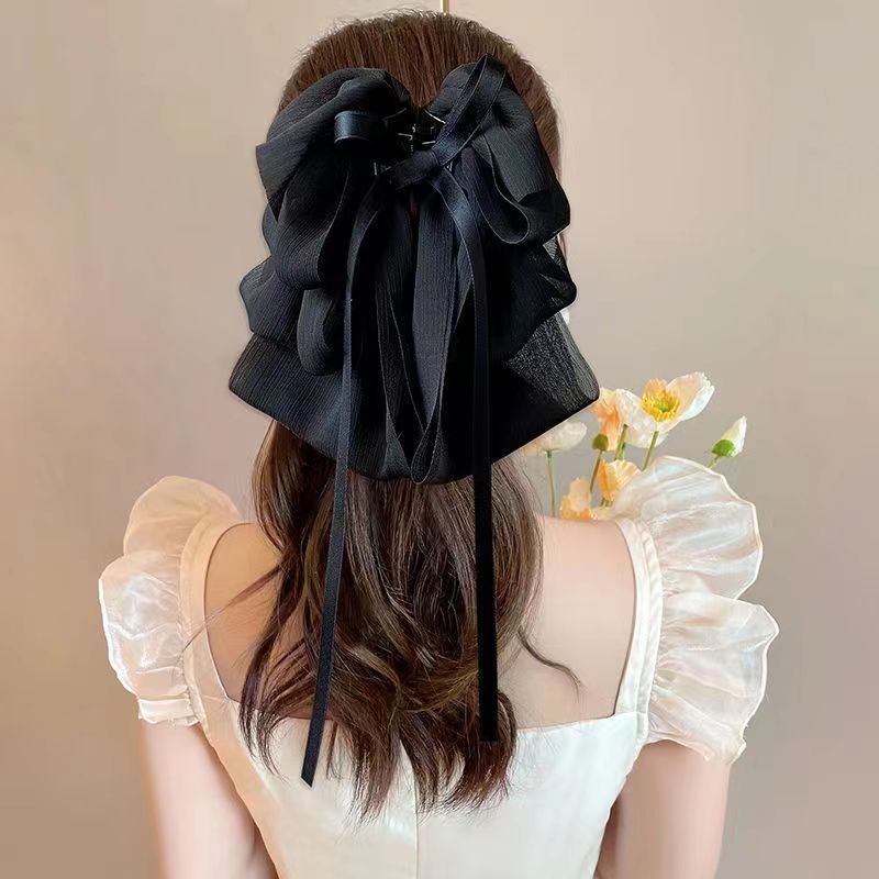 送料無料 バンスクリップ クロウクリップ ヘアクリップ レディース 女性 婦人 ヘアアクセサリー 髪飾り まとめ髪 蝶 リボン 無地 単色 シンプル ヘアアレンジ かわいい おしゃれ お出かけ 大きめの商品画像 3