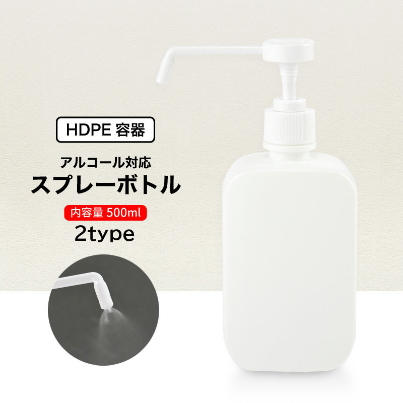 送料無料 スプレーボトル 容器 ポンプ式 ノズル式 ロングノズル アルコール対応 500ml ディスペンサー 詰め替えボトル 消毒 ウイルス対策 手指消毒 プッシュ オフィス 店舗 飲食店 旅行 出張 事務所 玄関 入口 テーブル 家庭