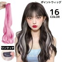 送料無料 エクステ エクステンション ワンタッチ ポイントウィッグ レディース つけ毛 襟足 カール ロング メッシュ グラデーションカラー