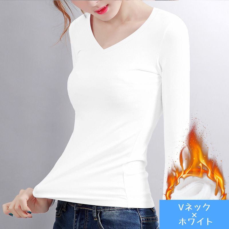 送料無料 長袖Tシャツ ロングTシャツ 大きいサイズ レディース 女性 トップス プルオーバー カットソー ラウンドネック Vネック 着回し インナー 無地 plusnao-10349305 Plus Nao サンプル画像2