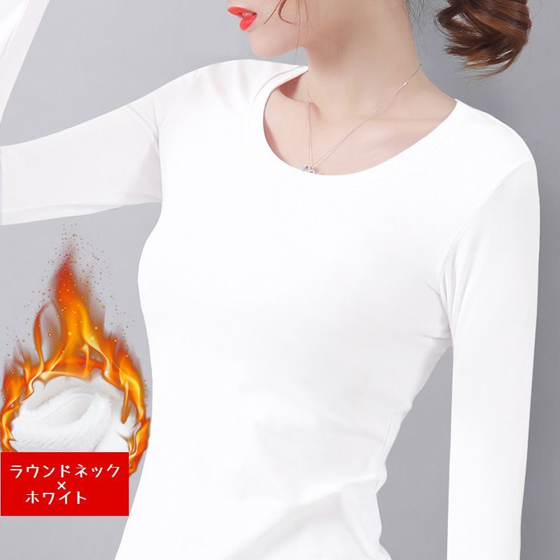 送料無料 長袖Tシャツ ロングTシャツ 大きいサイズ レディース 女性 トップス プルオーバー カットソー ラウンドネック Vネック 着回し インナー 無地 plusnao-10349305 Plus Nao サンプル画像3