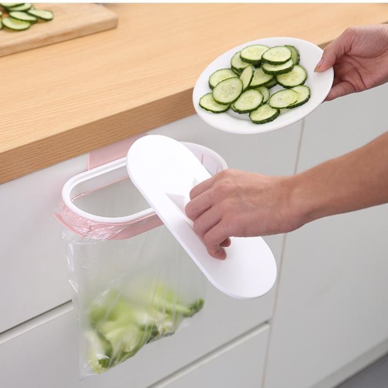 送料無料 ゴミ袋ホルダー ゴミ袋ハンガー 壁掛け 引っ掛け 吊り下げ フタ付き シンプル キッチン 台所 流し台 扉 生ゴミ ごみ 分別 ポリ袋 ホルダー plusnao-10349722 Plus Nao サンプル画像3