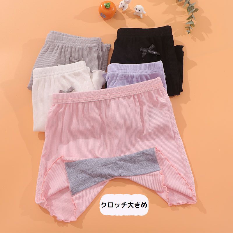 送料無料 オーバーパンツ 子供 キッズ ジュニア 女の子 インナーパンツ ペチパンツ 見せパン スパッツ 薄手 無地 リボン メロウフリル 3