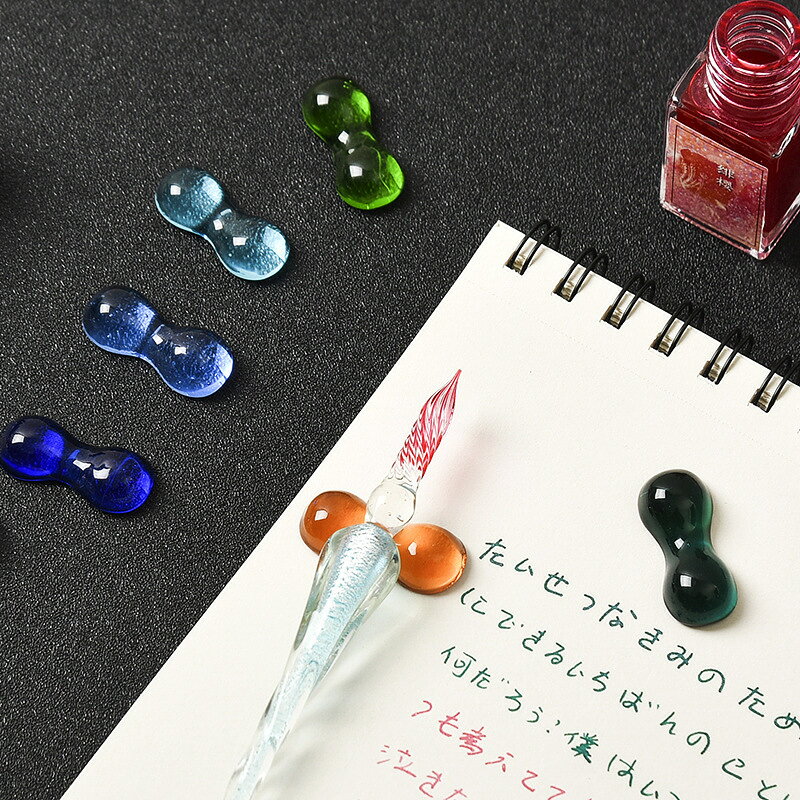 送料無料 ペン置き ペンホルダー 同色2個セット ガラスペン 万年筆 ペンレスト 文房具 筆記用具 レトロ文具 筆休め 箸置き 箸ホルダー はし置き おしゃれ かわいい 上品 ギフト プレゼント 贈り物 plusnao-10355768 Plus Nao サンプル画像2