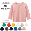 送料無料 長袖Tシャツ カットソー キッズ ジュニア 子供服 男の子 女の子 男女兼用 トップス 無地 ラウンドネック プルオーバー ロングTシャツ 単色 シン...