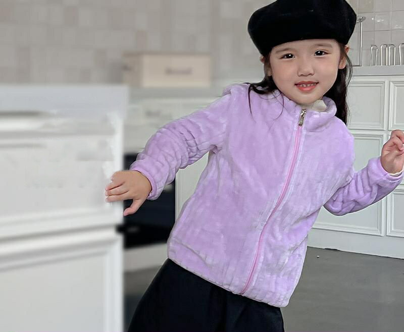 送料無料 ジャケット ボアフリース 長袖 子供服 アウター キッズ 女の子 男の子 防寒 暖かい 秋冬 ふわふわ もこもこ 無地 ポケット 2