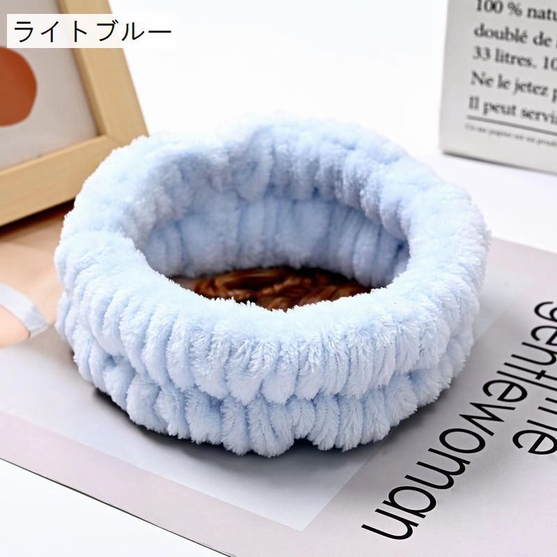 送料無料 ヘアバンド ヘッドバンド 洗顔用 ふわふわ 吸水 柔らかい 髪留め 髪濡れ防止 メイク 化粧 大人用 無地 シンプル パステルカラー ピンク ホワイト ブラック plusnao-10354514 Plus Nao サンプル画像3