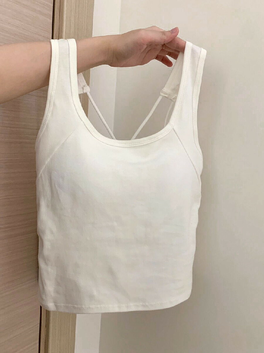 送料無料 ブラトップ ハーフトップブラ ノンワイヤーブラ ブラジャー ノースリーブ レディース 女性 インナー 下着 アンダーウェア バッククロス クロス カップ付き Uネック 背中開き スポーツ ヨガ フィットネス スポーティ シンプル カジュアル クール かっこいい お洒落 plusnao-10354682 Plus Nao サンプル画像3