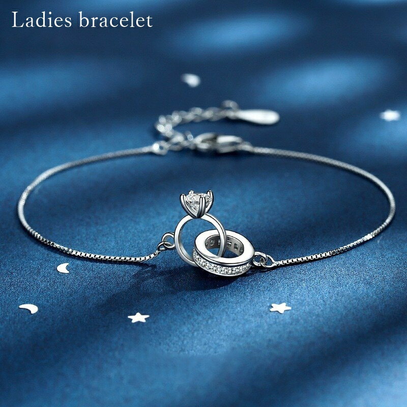 送料無料 ブレスレット 腕輪 レディース 女性 アクセサリー ファッション雑貨 スクエアチェーン 指輪型 リング型 アジャスター付き ラインストーン シルバーカ...