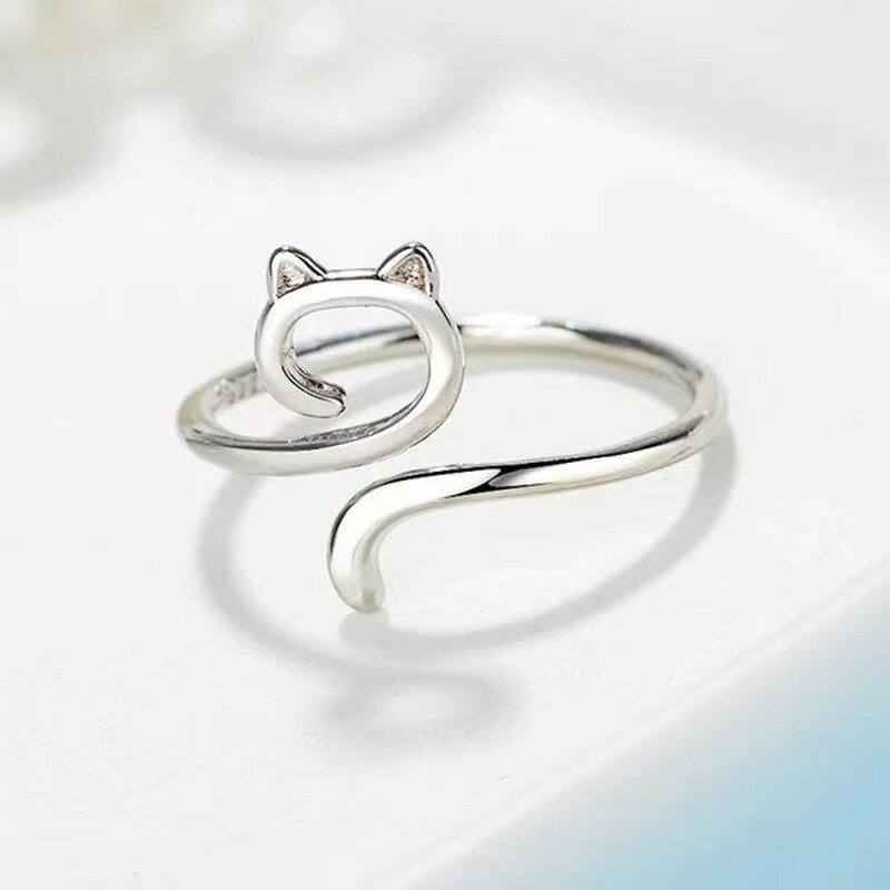送料無料 リング 指輪 レディース アクセサリー オープンリング 猫 ネコ キャット アニマル かわいい おしゃれ シンプル サイズ 調節可能 女性 女子 プレゼント ギフト 記念日 誕生日の商品画像 2